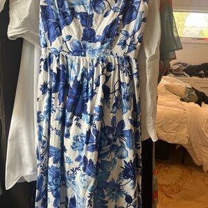 Floral Blue and White Maxi Dress